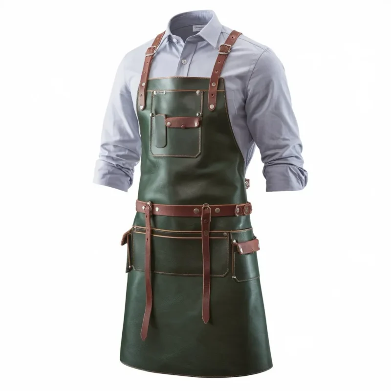 Men’s Green Crazy Horse Leather Blacksmith Apron by Leather Apron Store