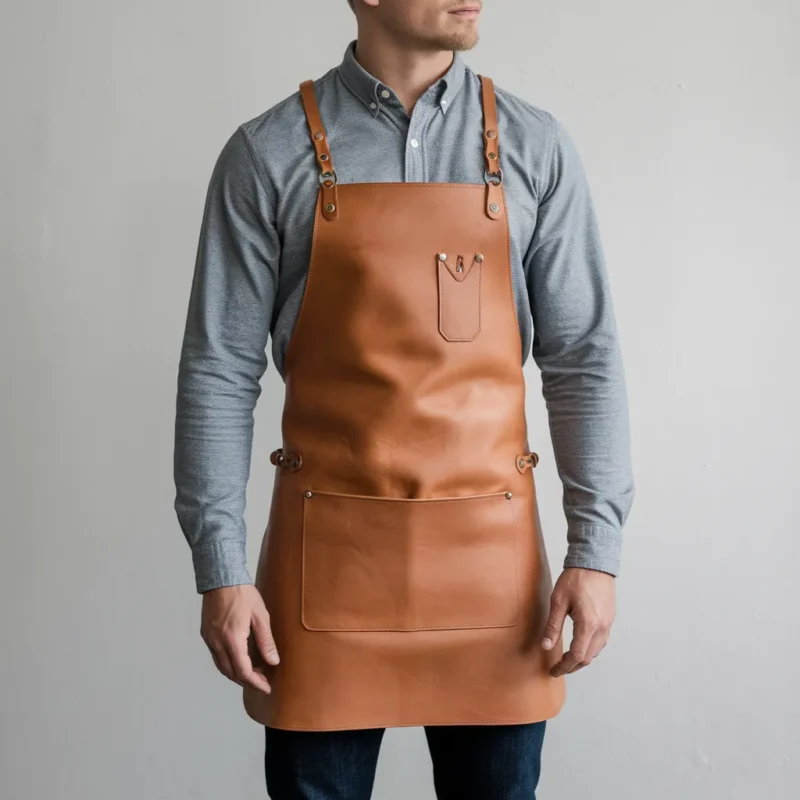 Men’s Brown Crazy Horse Leather Blacksmith Apron by Leather Apron Store